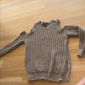 BCBG Off-the-Shoulder Knit Sweater - Taupe